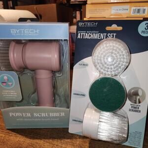 Bytech Power Scrubber with Detachable Brush Head Plus 3 Pack Attachment Pads NEW